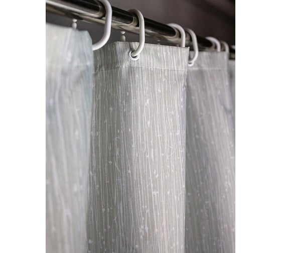 Комплект: штора для ванной и кольца Bath Plus DRIZZLE, grey akch-21292
