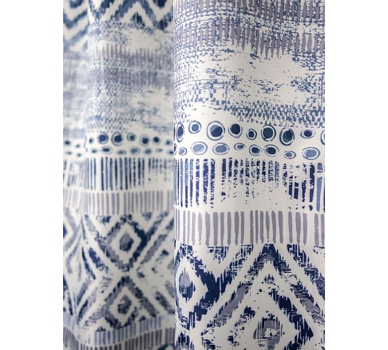 Комплект: штора для ванной и кольца Bath Plus Etno2 blue akch1867