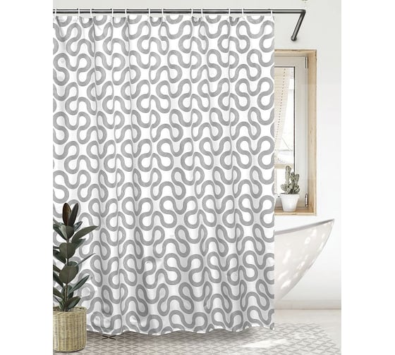 Комплект: штора для ванной и кольца Bath Plus Rope Twisting beige akch1952