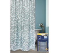 Комплект: штора для ванной и кольца Bath Plus Snail Blue akch1366/0