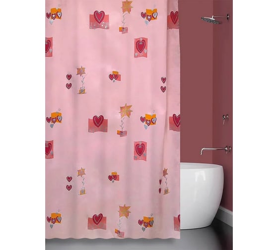Штора для ванной Bath Plus Music розовая 180x180 21209/2-P