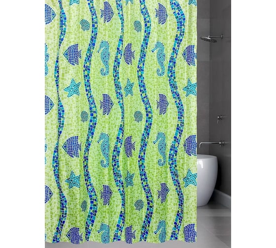 Штора для ванной Bath Plus Coral Reef зеленая 180x180 21103/1-N