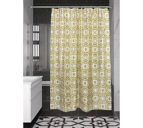 Комплект: штора для ванной и кольца Bath Plus Circle Beige AKCH15120