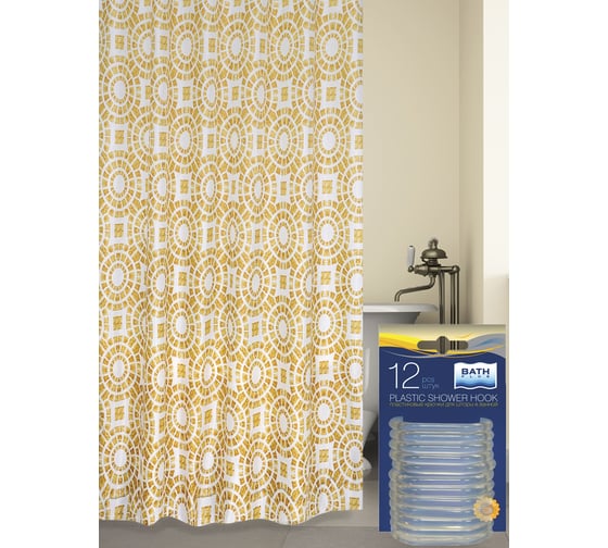 Комплект: штора для ванной и кольца Bath Plus Circle Beige AKCH15120 1