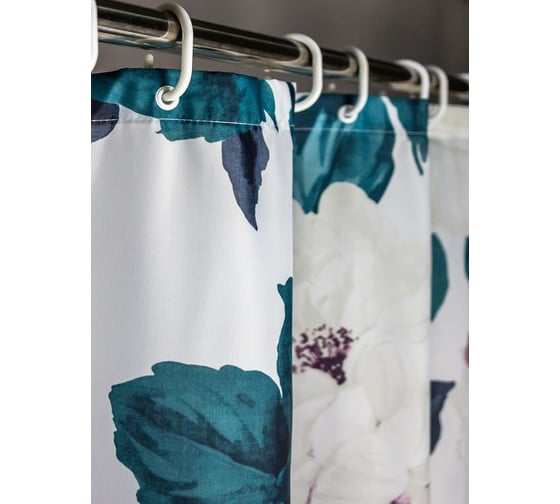 Комплект: штора для ванной и кольца Bath Plus RAGING FLORA akch-21269