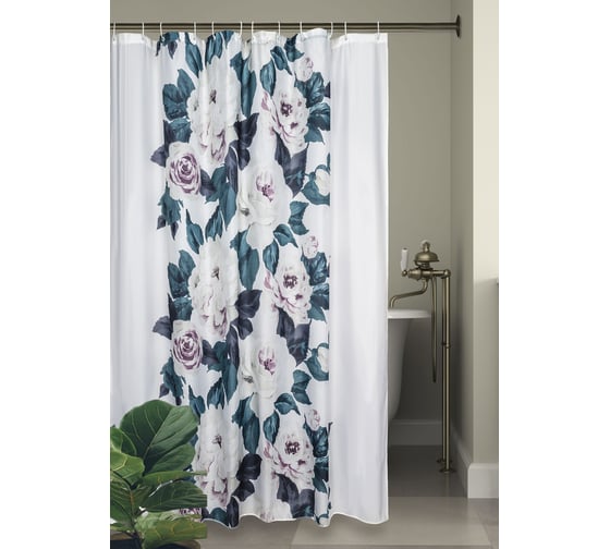 Комплект: штора для ванной и кольца Bath Plus RAGING FLORA akch-21269