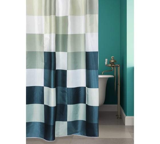 Комплект: штора для ванной и кольца Bath Plus RUBIK'S CUBE olive green akch-21288