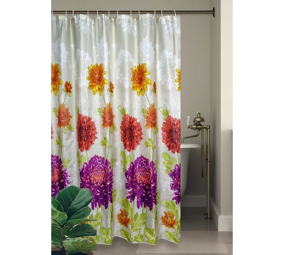 Комплект: штора для ванной и кольца Bath Plus akch-21268