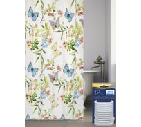 Комплект: штора для ванной и кольца Bath Plus Flying Garden мульти akch14041