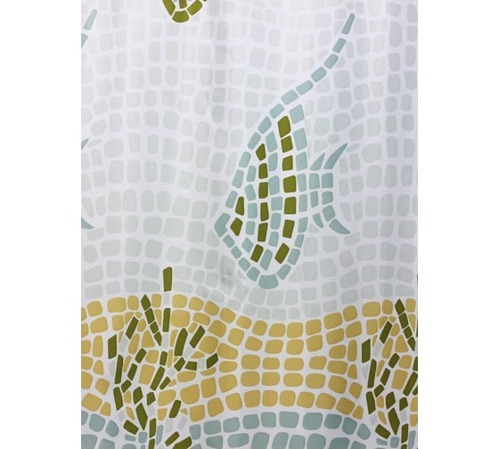 Комплект: штора для ванной и кольца Bath Plus OCEAN MOSAIC зеленый akch-1230/1