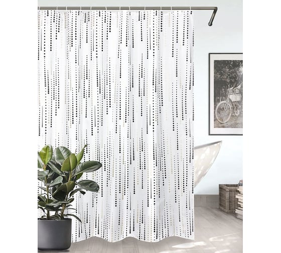 Штора для ванны Bath Plus 180x200 Mizzle II Drops black+gold ch-21310