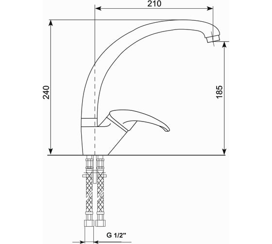 Смеситель для кухни MIXLINE 35к ML-GS02 343 антрацит, высокий излив 547672