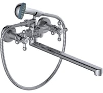 Смеситель для ванны GR с 2-мя рукоятками с изливом F-35см. перекл.душа 1/10 123130-GR