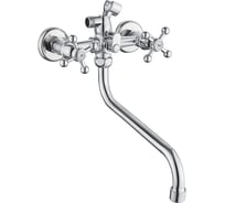 Смеситель для ванны GR с 2-мя рукоятками с изливом S-30см. перекл.душа 1/10 123030-GR