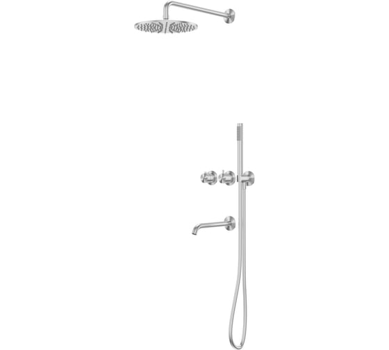 Душевая система ABBER Wasser Kreis 316 скрытого монтажа с изливом, термостат, сталь брашированная AF8150BST 1