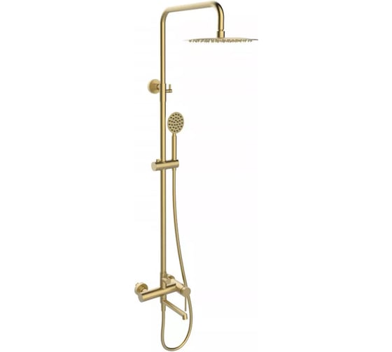 Душевая система ViEiR нержавеющая сталь, матовое золото, верхний душ, стойка настенного монтажа V463562-S 1