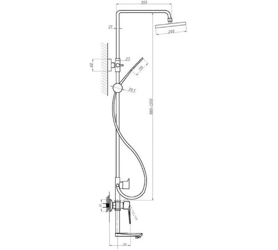 Душевая система ViEiR нержавеющая сталь, белый, верхний душ стойка настенного монтажа V463562-F 1