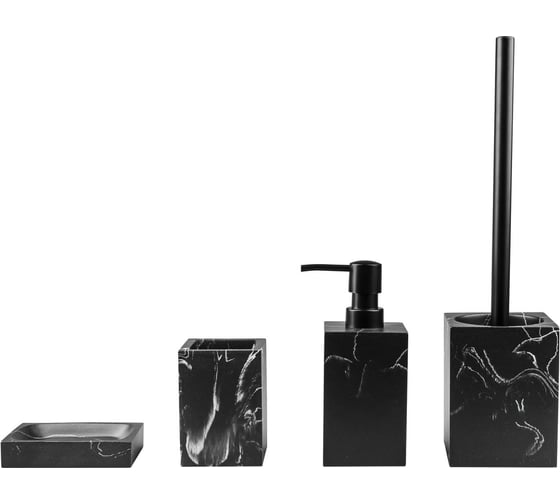 Набор аксессуаров для ванной комнаты PERFECTO LINEA 4 предмета, MARBLE, черный, ЦЗ-0064577296 1