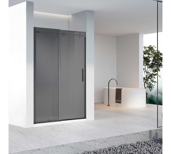 Душевая дверь VINCEA Como-N, 1300, черный, стекло тонированное. VDS-4CN130CGB 1