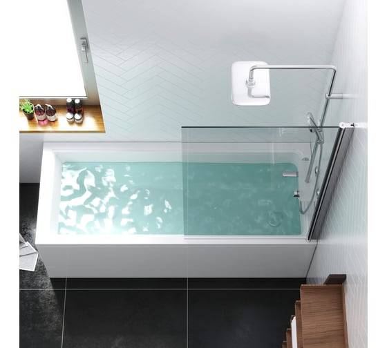 Душевая шторка на борт ванны Damixa Skyline стекло поворотное, 6х800х1400 мм DX35WBS-D080-140MT