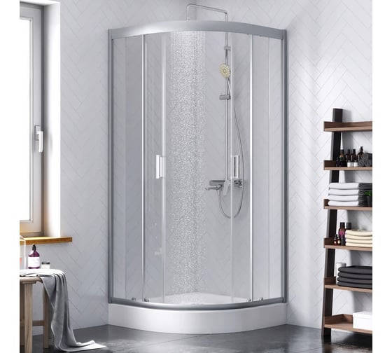 Душевой уголок Damixa Skyline Round 90x90x190, профиль матовый хром, стекло прозрачное DX35WG-301-090MT