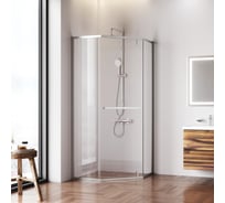 Душевое ограждение AM.PM Gem 5-угольное, распашная дверь 90x90 мат хром,стекло прозрачн W90G-405-9090-MT