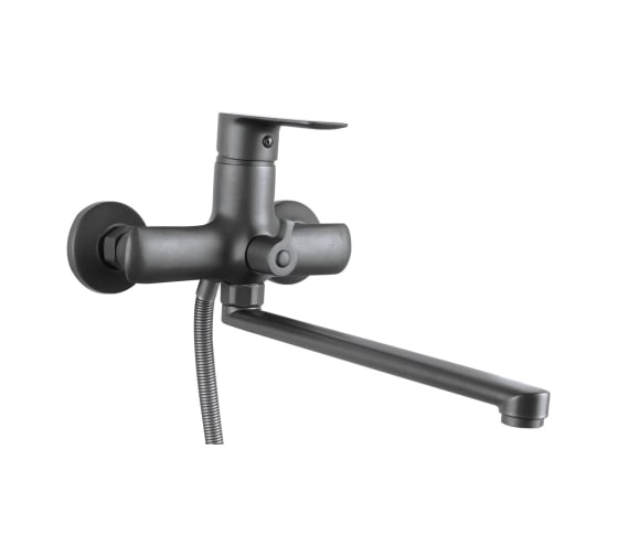 Смеситель для ванны TSARSBERG с душем длинный излив, цвет серый графит См-ВУОРНШлА TSB-24G-02 1