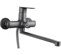 Смеситель для ванны TSARSBERG с душем длинный излив, черный матовый См-ВУОРНШлА TSB-23B-02