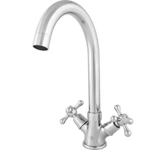 Смеситель двуручный для кухни KLIP КЛИП 1405-02 Р-излив, крестообр. маховик, латунь тов-228244