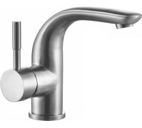 Смеситель для умывальника однорычажный MELANA F, нержавеющая сталь, сатин, литой излив 6105