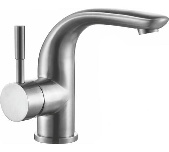 Смеситель для умывальника однорычажный MELANA F, нержавеющая сталь, сатин, литой излив 6105 1