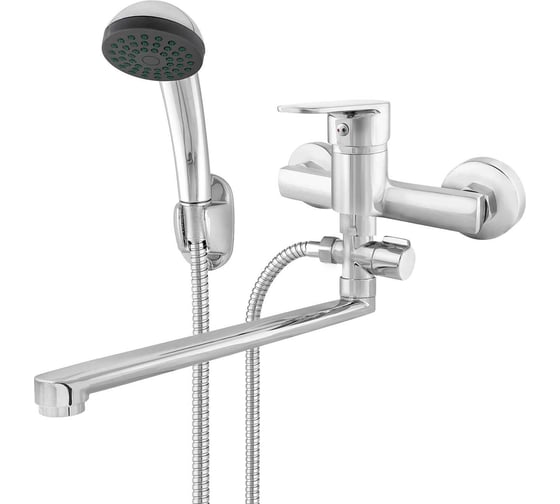 Смеситель для ванны одноручный KLIP КЛИП 1507 керамический картридж 35мм, с L-изливом и аксессуарами, латунь тов-226674 1