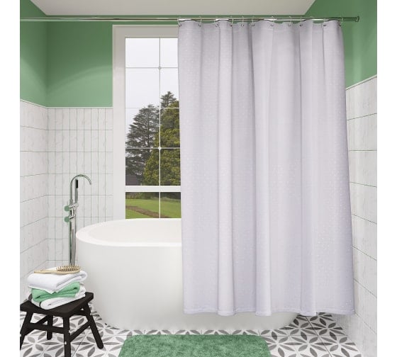 Шторка для ванной FORA однотонная, белая 001-E 1