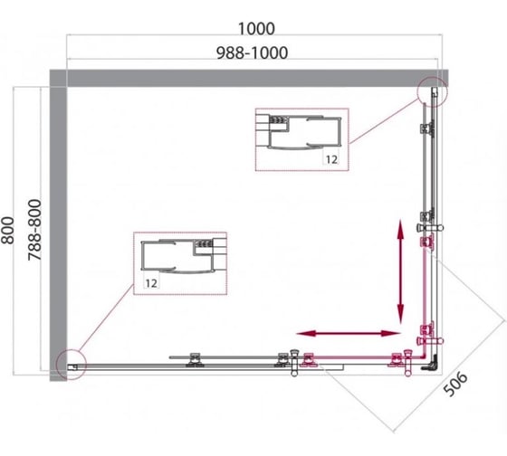 Душевой уголок BelBagno UNO-195-AH-2-100/80-P-Cr