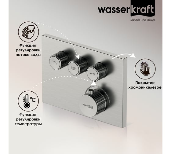 Термостатический смеситель для ванны и душа WasserKraft Верн (Wern) 4258 4258 T