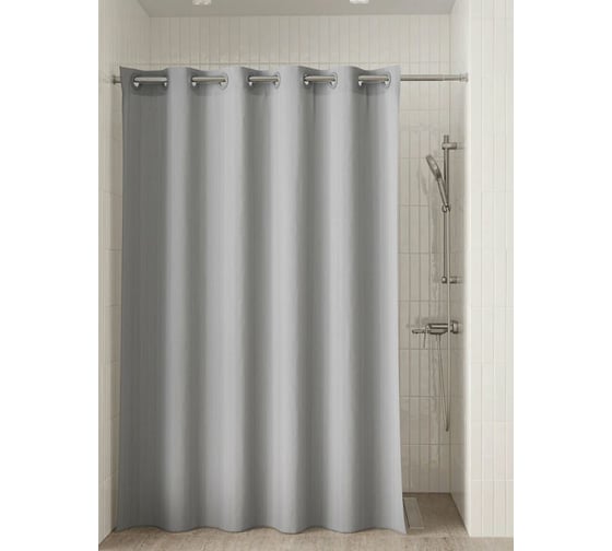 Штора для ванной IDDIS 200х180 см, Полиэстер, светло-серый DL06P18i11IT 1