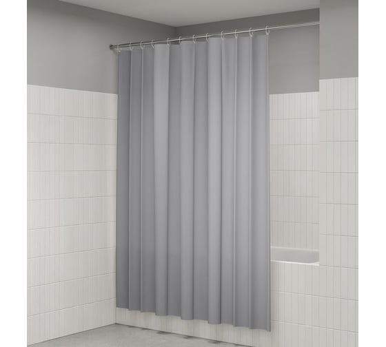 Штора для ванной IDDIS 200x180 см, полиэстер, светло-серый BS07P18i11