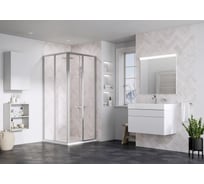 Душевая дверь раздвижная Ravak Supernova 90, профиль сатин 195, витраж прозрачное стекло Transparent (SRV2-S), для комплекта необходимо: SRV2-S + SRV2-S 14V70UO2Z1