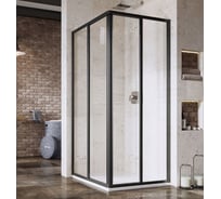 Душевая дверь раздвижная Ravak Supernova 100, черный профиль 195, витраж прозрачное стекло Transparent (SRV2-S), для комплекта необходимо: SRV2-S + SRV2-S 14VA03O2Z1