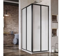 Душевая дверь раздвижная Ravak Supernova 100, черный профиль 195, витраж полистирол Pearl (SRV2-S), для комплекта необходимо: SRV2-S + SRV2-S 14VA03O211