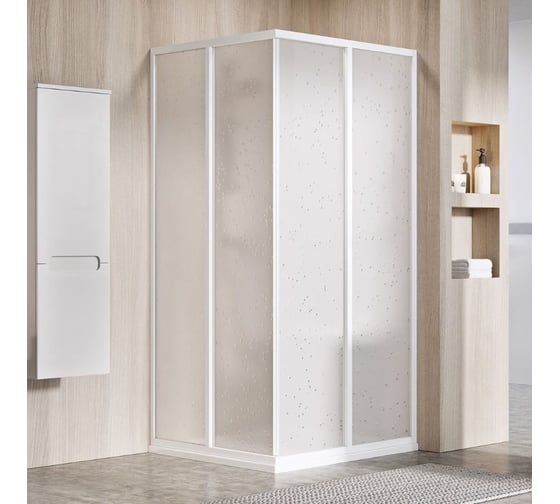 Душевая дверь раздвижная Ravak Supernova 75, белый профиль 195, витраж полистирол Pearl (SRV2-S), для комплекта необходимо: SRV2-S + SRV2-S 14V301O211 1