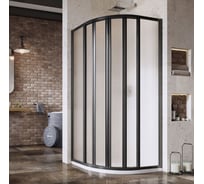 Душевое ограждение Ravak четверть круга Supernova 90x90 с раздвижными дверьми, черный профиль 195, витраж стекло Grape (SKKP6) 3207O302ZG