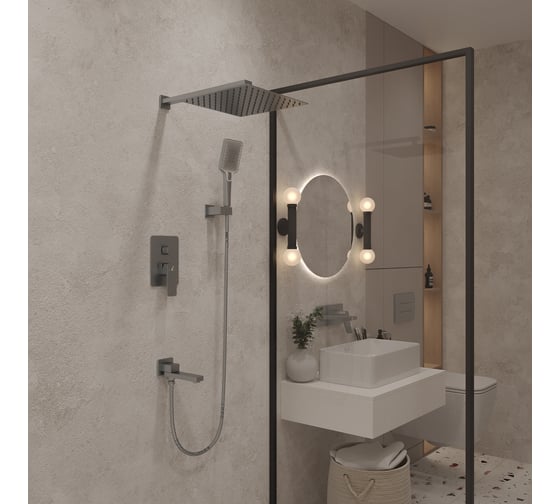 Душевой комплект с внутренней частью Oliveeka D, никель матовый OL-939003-BN