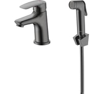 Смеситель для умывальника с гигиеническим душем Milardo графит, Rora, RORGM01M08