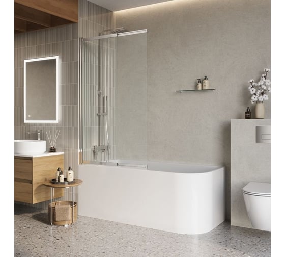 Душевая шторка на ванну BelBagno LUCE-VF-11-100/145-C-Cr