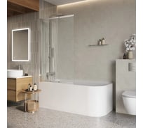 Душевая шторка на ванну BelBagno LUCE-VF-11-90/145-C-Cr