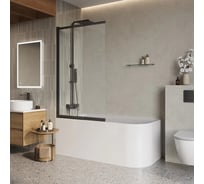 Душевая шторка на ванну BelBagno LUCE-VF-11-90/145-C-NERO