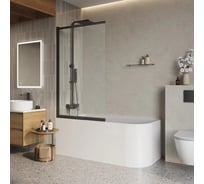 Душевая шторка на ванну BelBagno LUCE-VF-11-100/145-C-NERO
