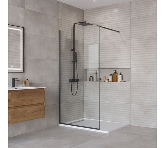 Душевая перегородка BelBagno KRAFT-L-1-100-C-NERO 1