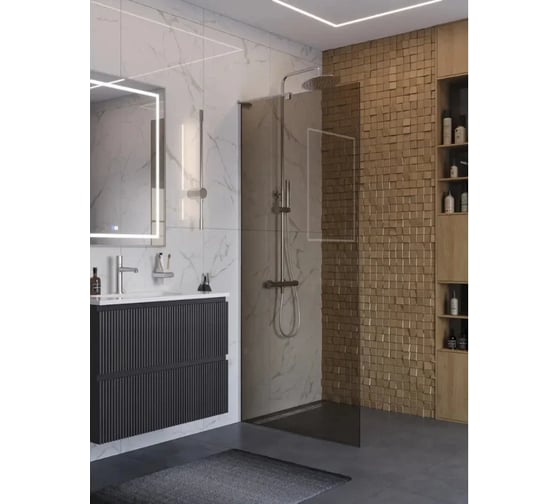 Душевая перегородка BelBagno UNO-L-1-TB-100-BR-Cr 1